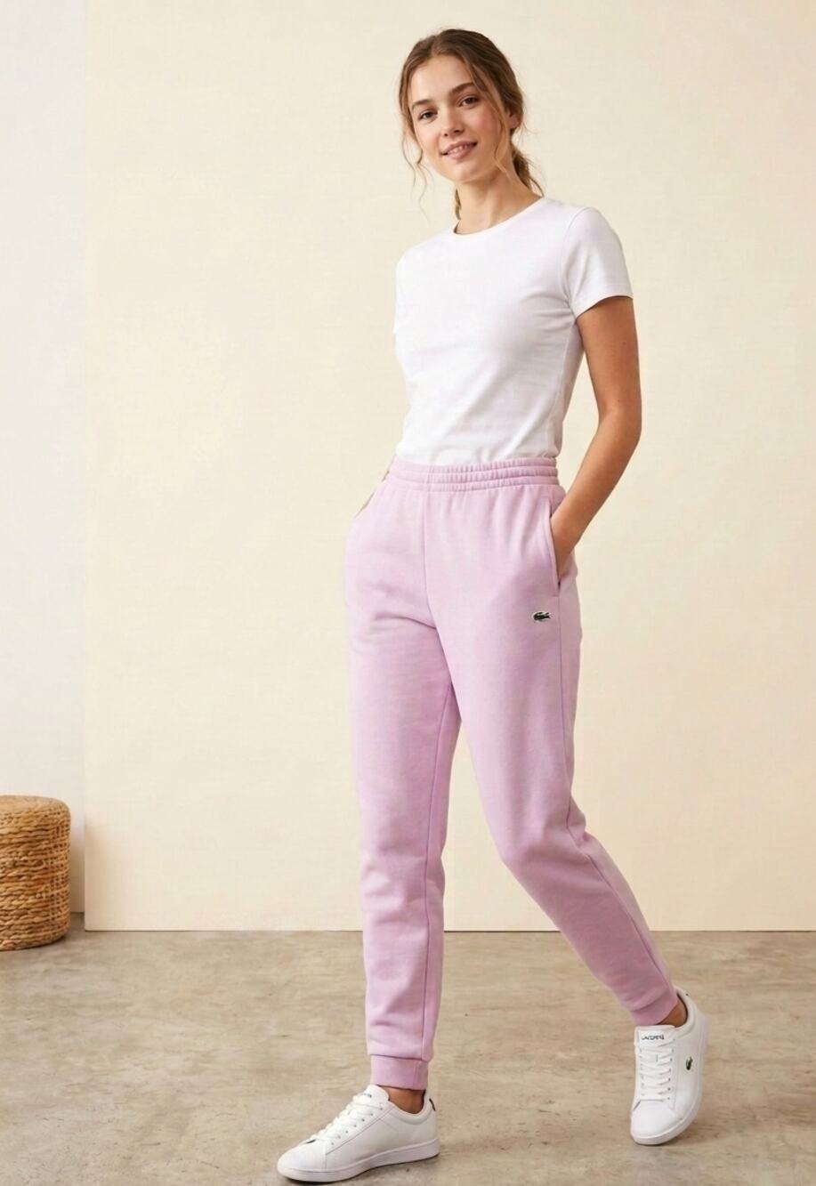 Lacoste Tapered cotton pink sweatpants size XL